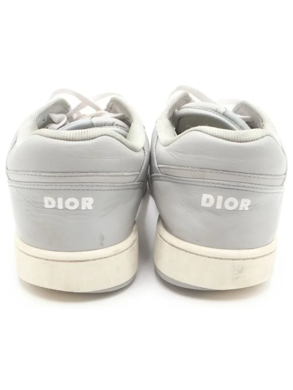 Dior CD Diamond Pattern Leather Low Cut Sneakers Gray